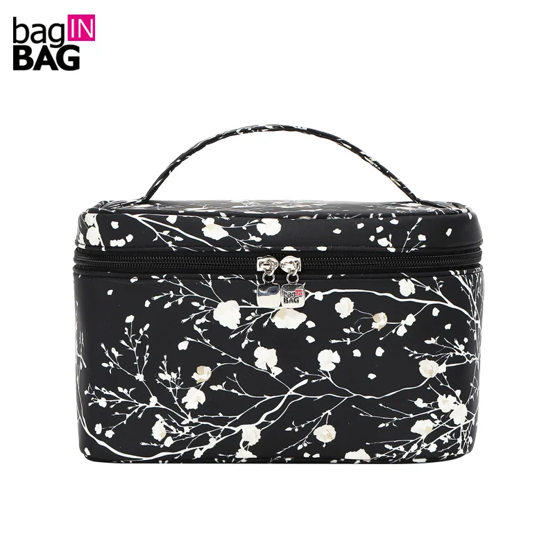 BagINBAG новый черный органайзер для косметики с цветочным рисунком сумка