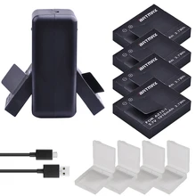 For 4Pcs 1010mAh Original Xiaoyi Battery AZ13 1 Battery USB Dual Charger for Xiaomi Yi XiaoYi
