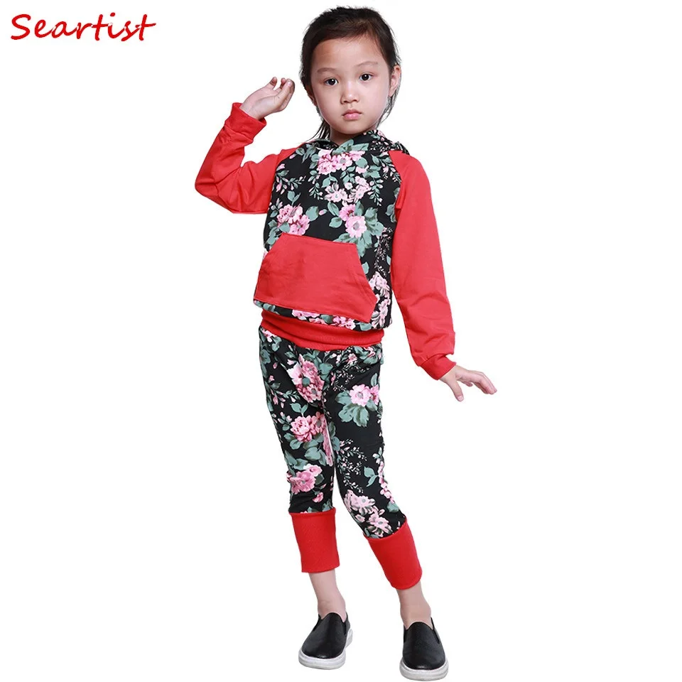 

#15# Baby Girls Hoodies Clothing Sets Girl Autumn Spring Cotton Hoodies Coat + Pants Set Girl's Suits