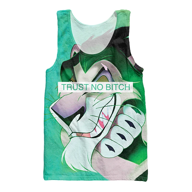

Summer Sexy Funny Cruelest Trust No Bitch Lionhead Simba 3d Print Sleeveless Men Tank Top Bodybuilding Gilet Boy Shirt Vest