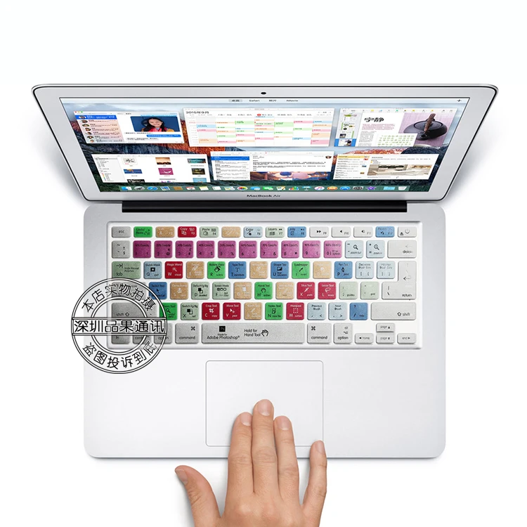 Бесплатная доставка силиконовая клавиатура кожи защита наклейка для Photoshop сочетания клавиш для 13 "15 дюймов MacBook Air Pro Retina/IMAC g6