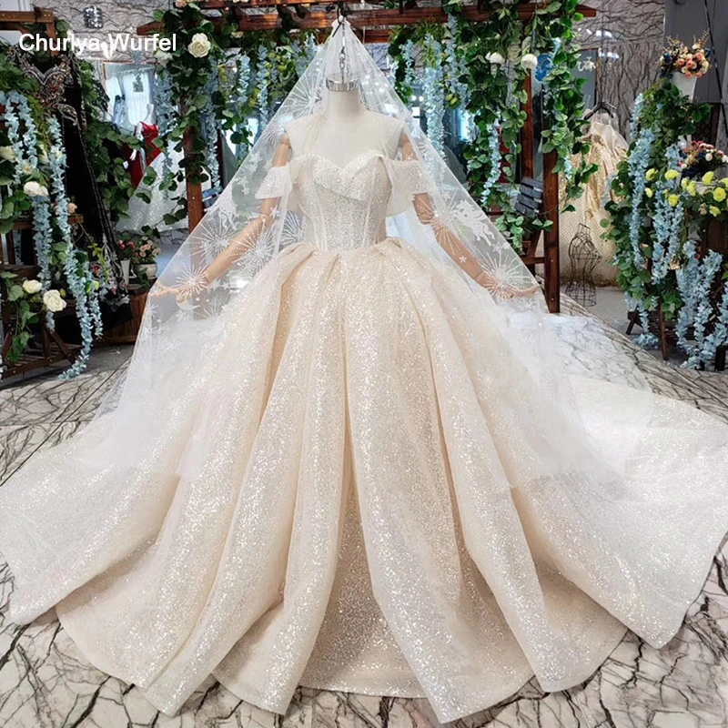 

HTL432 shiny wedding dresses with glitter off the shoulder special neck sparckly wedding gowns 2019 new fashion robe de mariee