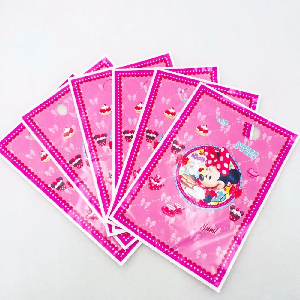 

6pcs Minnie Mouse gift bag candy/loot bag Kids Birthday Party Decoration Set Party Supplies birthday decoration favor party