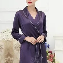 Шелковая пижама из тутового шелка женский халат простой бытовой, чтобы взять темно-фиолетовый большой размер M-XXXL
