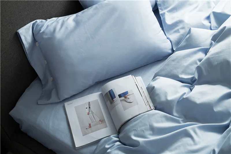 Комплект постельного белья королевского размера из египетского хлопка, 4 шт., белый, кофейный, синий, серебристый, серый
