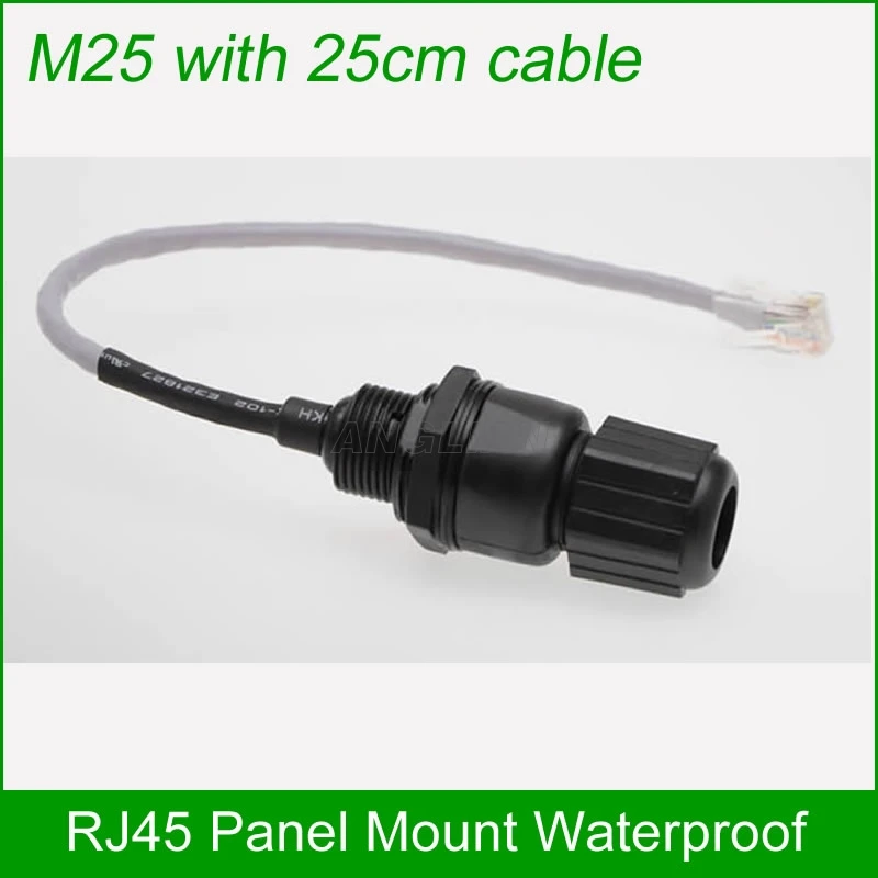 

M25 RJ45 connector with 25cm cable Ethernet waterproof adapter Panel mount network LAN Socket AP box fixed Interface by DHL