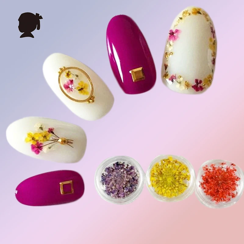 

12 colours Pressed flowers nail Japanese Nail Art Natural nail