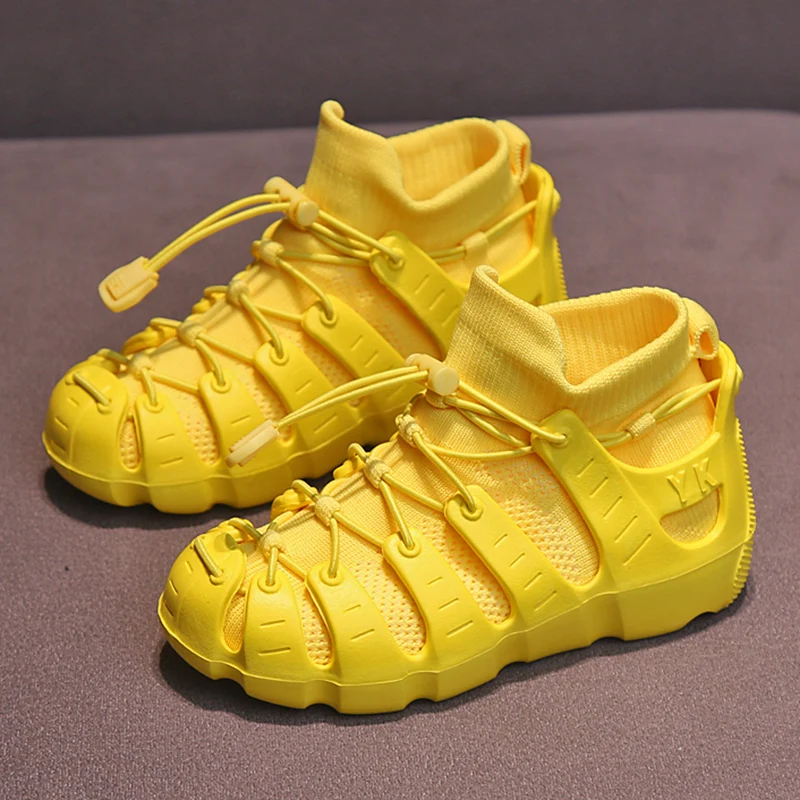 

Mudipanda Girls yellow net shoes 2019 Fall new boys hollow shoes children's breathable mesh kdis little girl sports shoes