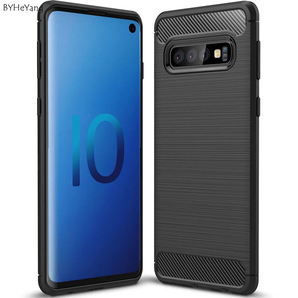 

BYHeYang cover For Samsung Galaxy S10 Case Shockproof Carbon Fiber Soft Silicone Case for Galaxy S10 S 10 Protective Case Bumper