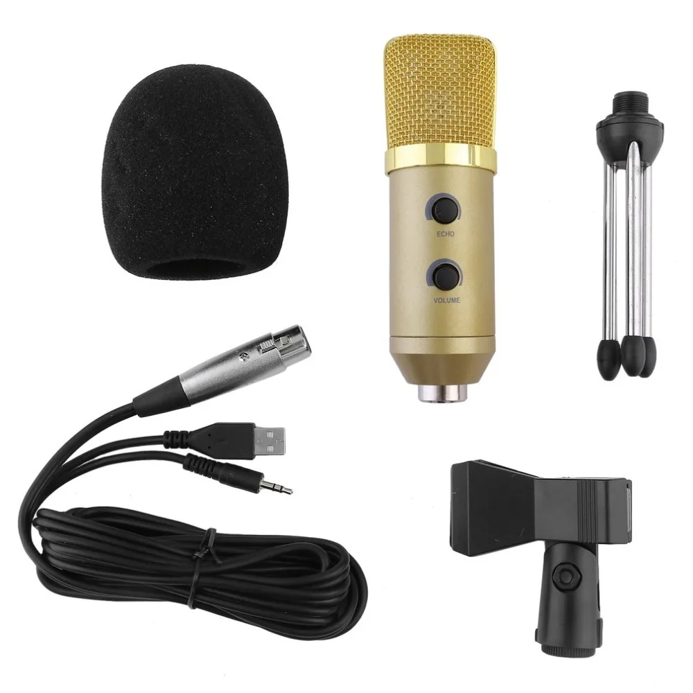 

5Pcs/Set Condenser Sound Recording Speaking Speech Microphone Independent Audio Card Free Microphone With Tripod MK-F100TL