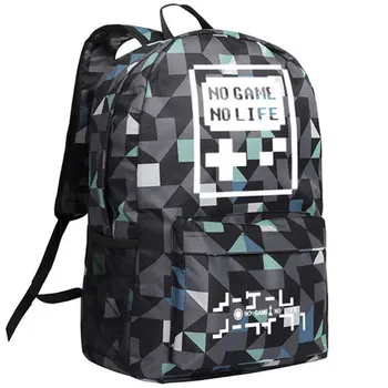 

No Game No Life Backpack Japan Anime Mochila Black Daypack Teenagers School Bag