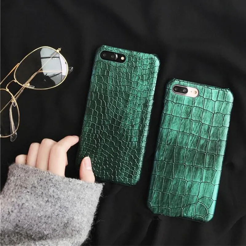 Green Sequins Crocodile Case For iPhone XS Max XR XS X 7 8 Plus Case Leather Cover For iPhone 6S Plus iPhone Case For iPhone 7