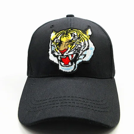 LDSLYJR тигр вышивка хлопок бейсболка хип-хоп бейсболка с возможностью регулировки размера шляпы для мужчин и женщин 72 - Цвет: black