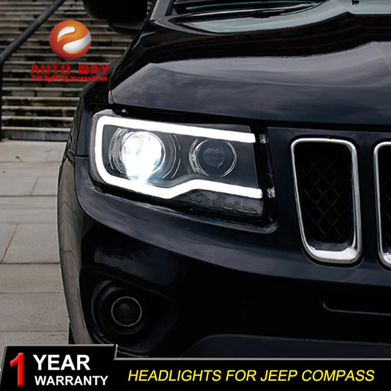 Автомобильный Стильный чехол на голову для Jeep Compass 2011- Jeep Compass светодиодный фонарь DRL Объектив Двойной Луч Биксенон HID