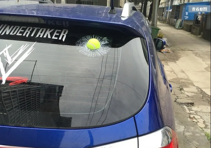 3D Tennis Ball Hit Window Car Sticker Tailgate Decal