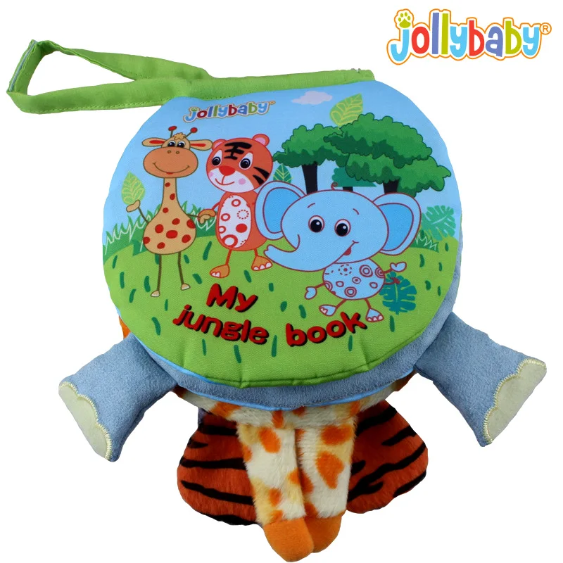 JOLLYBABY животного познать ног Ткань Книга Игрушечные лошадки с погремушками разворачивается деятельность детские книги для детей раннего