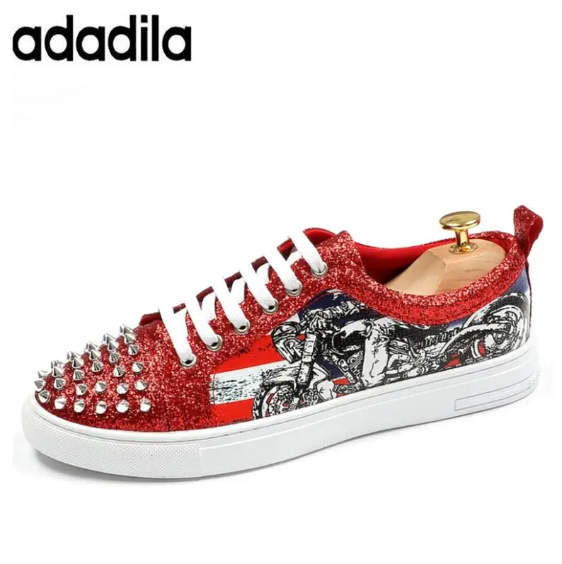 

Designer Red Casual Comfort Shoes Men Fashion Forward Bing Rivets Charm Lace Up Designer Leisure Trending Shoes Man 38-43