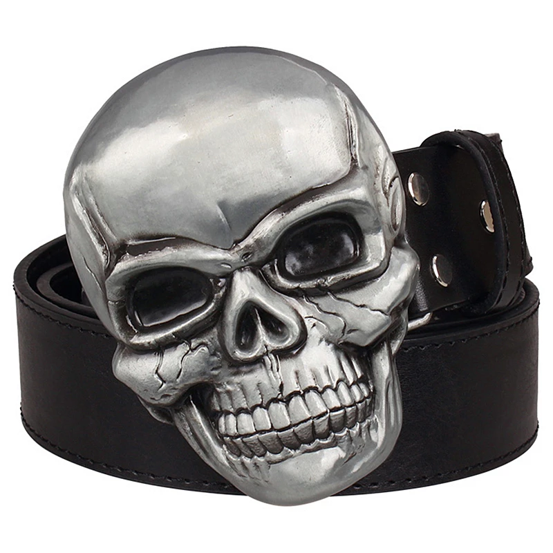 3D Skeleton Skull Head Gothic Punk Rock PU Leather Bracelet Women Men Fashion