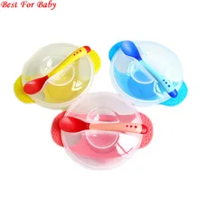 Cartoon Toddler Baby Kids Child Feeding Lid Bowl with Spoon Binaural Baby Feeding Tableware Children Plate