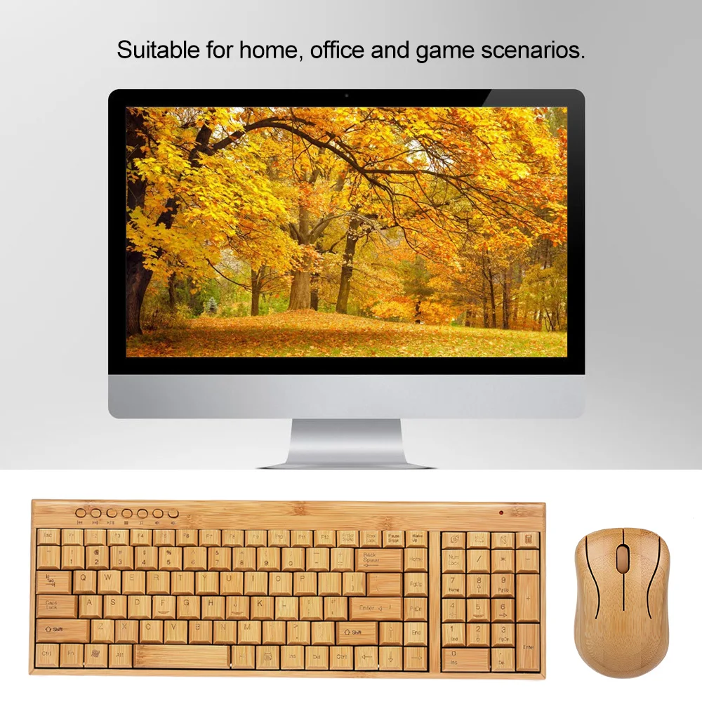 2,4G Беспроводная бамбуковая клавиатура ПК и мышь комбо компьютерная клавиатура ручной работы натуральный деревянный корпус разъема и игровая беспроводная клавиатура