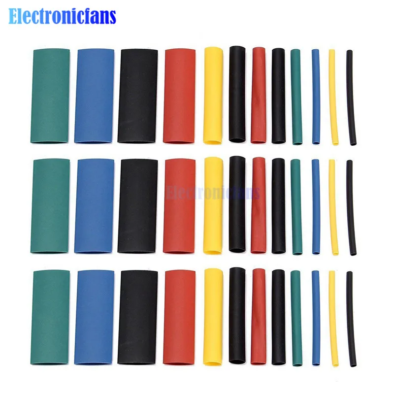 127/140/328/530/400Pcs Assorted Polyolefin Heat Shrink Tubing Tube Cable Sleeves Wrap Wire Set 8 Size Multicolor/Black