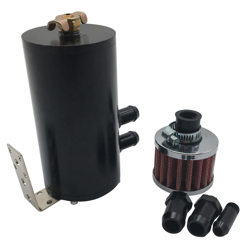 

Aluminum Engine Baffled MINI Oil Separator Catch Can Filter Fuel Tank