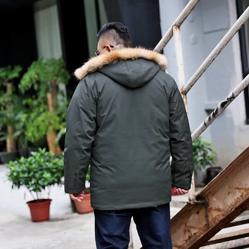 Высокое качество куртка теплая-20C одежда супер большой толстый мужской пуховик меховой капюшон тучная верхняя одежда размера плюс XL-9XL10XL11XL12XL13XL