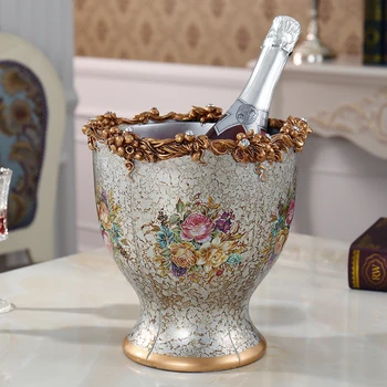 

European ceramic jewelry Home Furnishing bar KTV champagne bucket Retro Red beer barrel with vase ornaments