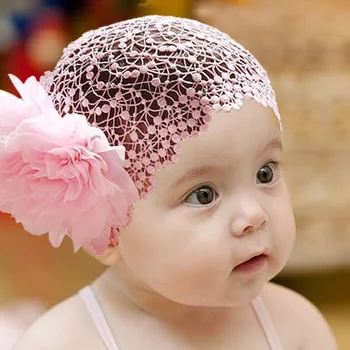 

Toddlers1-6T Girls Kids Lace Hat Big Flowers Hat Sewing Cap Headband 2 Colors