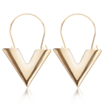 

Free Shipping 2020 New Simple Metal Fashion Pendant Earrings Personality Metal Wind Letter V-shaped Pendant Earrings Ladies Gift