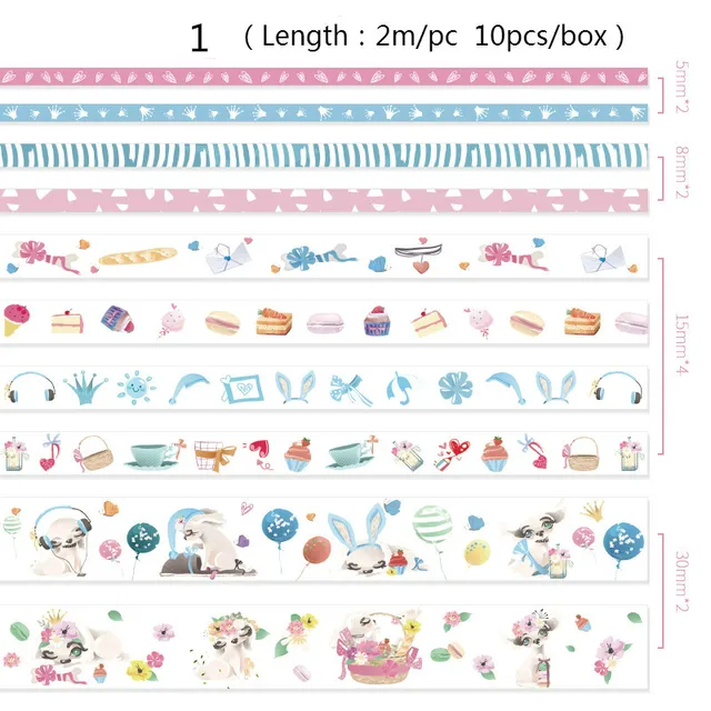 Mr Paper 26 Designs 10pcs/box Cute Cartoon Animals Washi Tapes Scrapbooking DIY Deco Creative Japanese Kawaii Masking Tapes 1