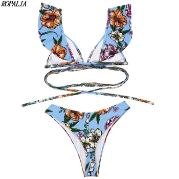 

Women's High Cut Colorful Printed Push Up Padded Brief Sets Two-Piece Polyester Intimates Set