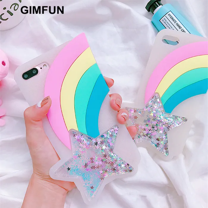 GIMFUN роскошный 3D радужный зыбучий песок силиконовый чехол для телефона для Iphone 7 7plus 6/6s Plus корпус звезда Жидкий чехол для IPhone 8 8plus