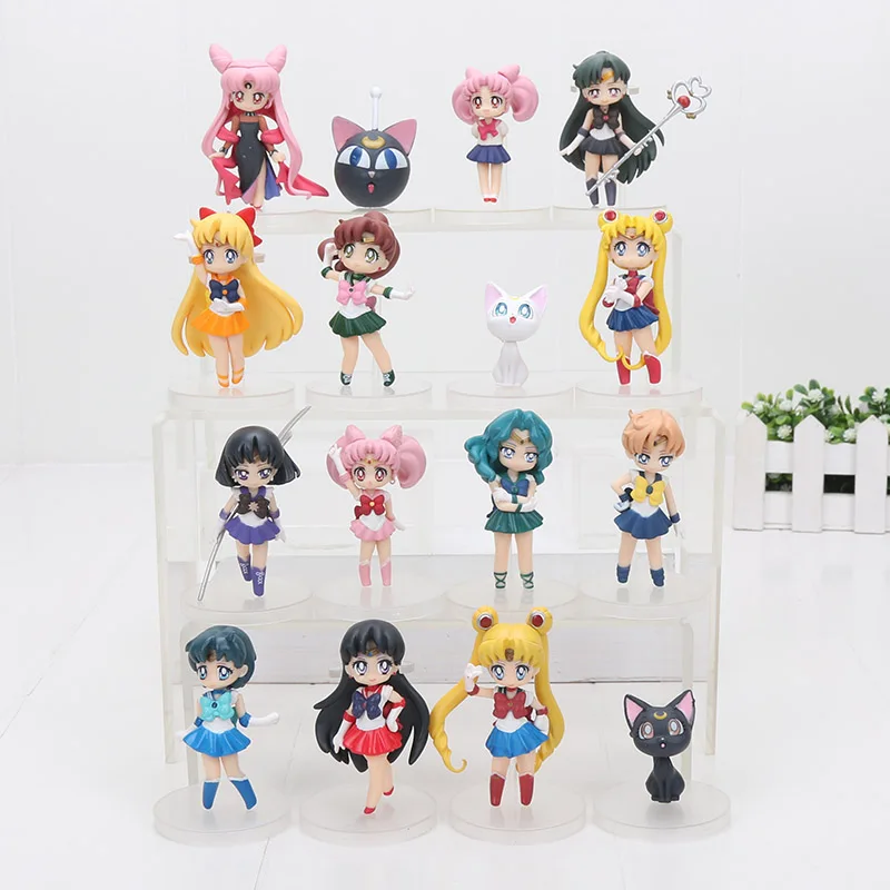 

4pcs/set 6-8cm anime Sailor Moon Figures Tsukino Usagi Sailor Mars Mercury Jupiter Venus Saturn PVC Figure Toys christmas gift