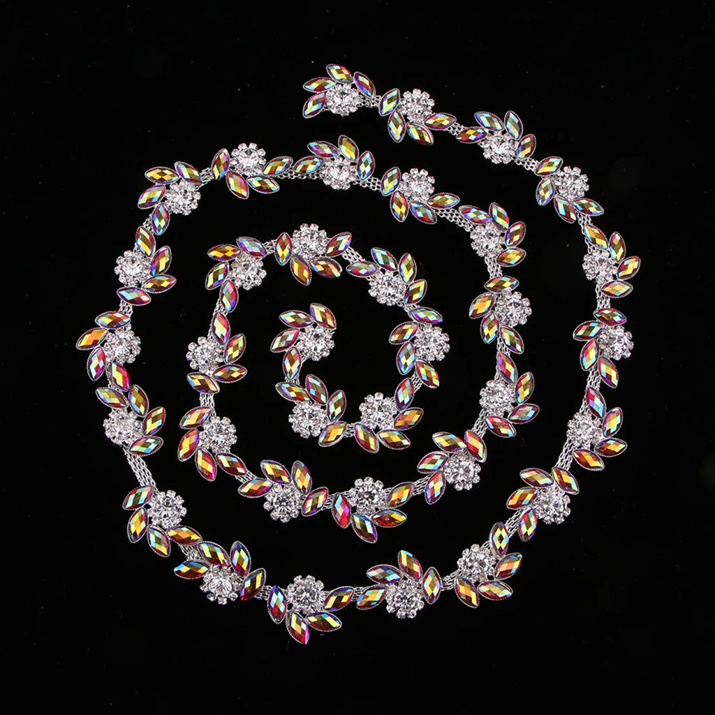 1 Yard Glass Rhinestone Chain Beaded Sew on Applique Trim DIY Sewing Crafts