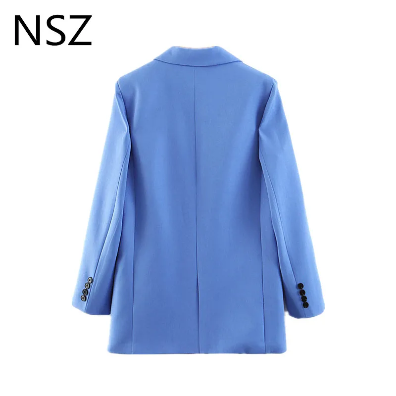 NSZ женский однотонный синий блейзер Feminino на одной пуговице Офисная женская