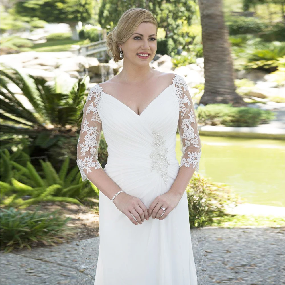 lace-chiffon-informal-modest-wedding-dresses