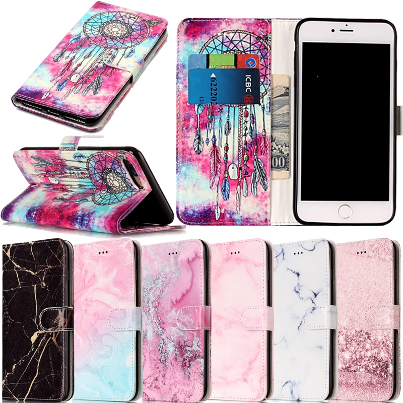 

Marble Flip Leather Cases Wallet Phone Silicone Soft Cover Shell Coque Fundas Stands for Samsung Galaxy S5 S6 S7 Edge S8 S9 Plus