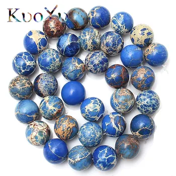 

Natural blue Sea Sediment Round Loose Stone Beads For Jewelry Making 15.5" 4/6/8/10/12mm DIY Making Bracelets Necklace Wholesale