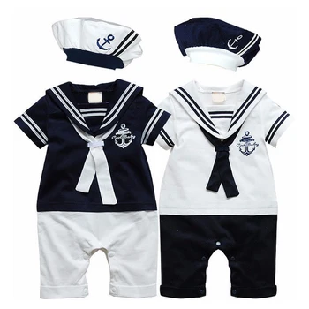 

Summer Baby Clothes Kids Sailor Costume Navy Baby Boy Romper Cotton Short Sleeve Infant Clothing Jumpsuit Bebe Toddler Rompers
