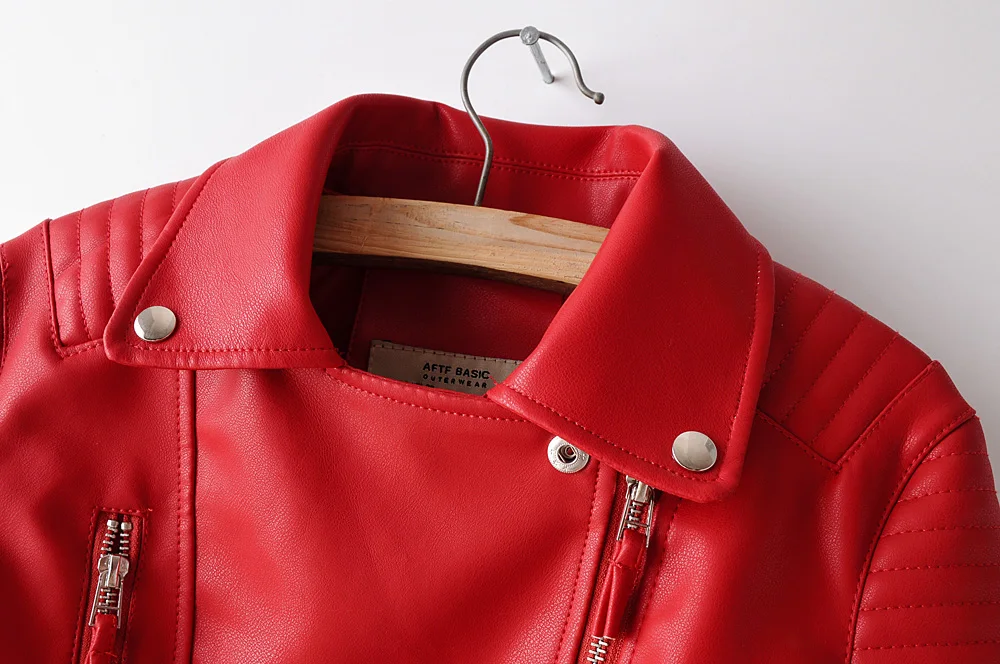 Новая женская куртка из искусственной кожи красное пальто на молнии Модная элегантная мотоциклетная уличная официальная женская одежда