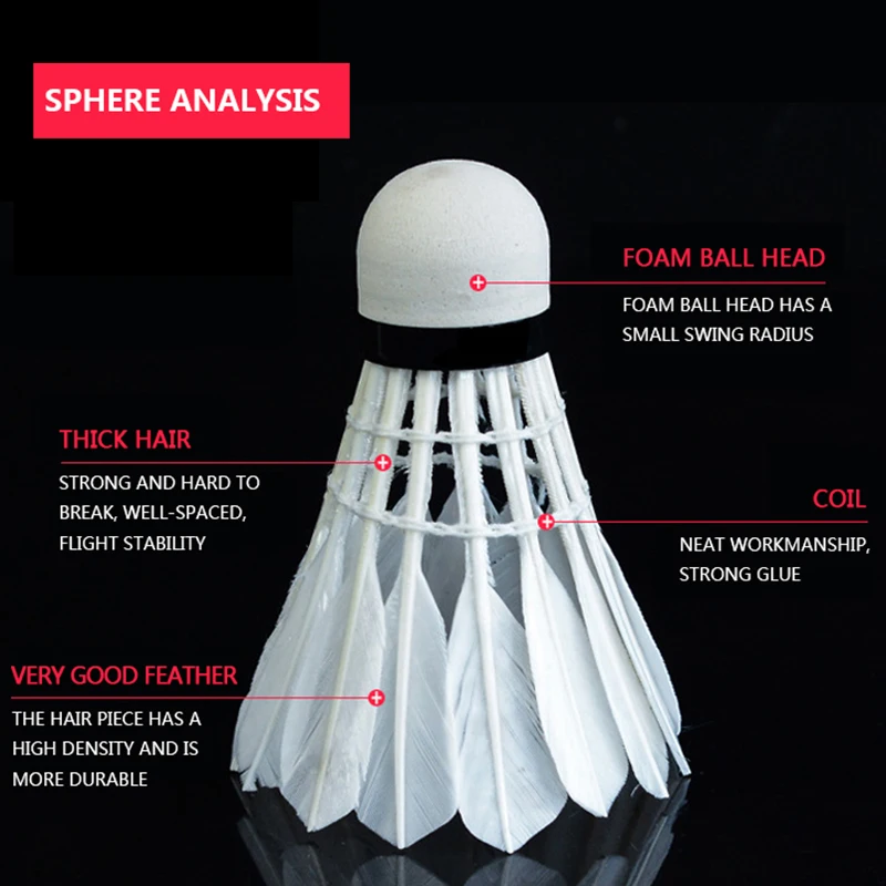 12 unids/lote bádminton ganso bola bádminton Shuttlecock deportes al aire libre gimnasio Accesorios