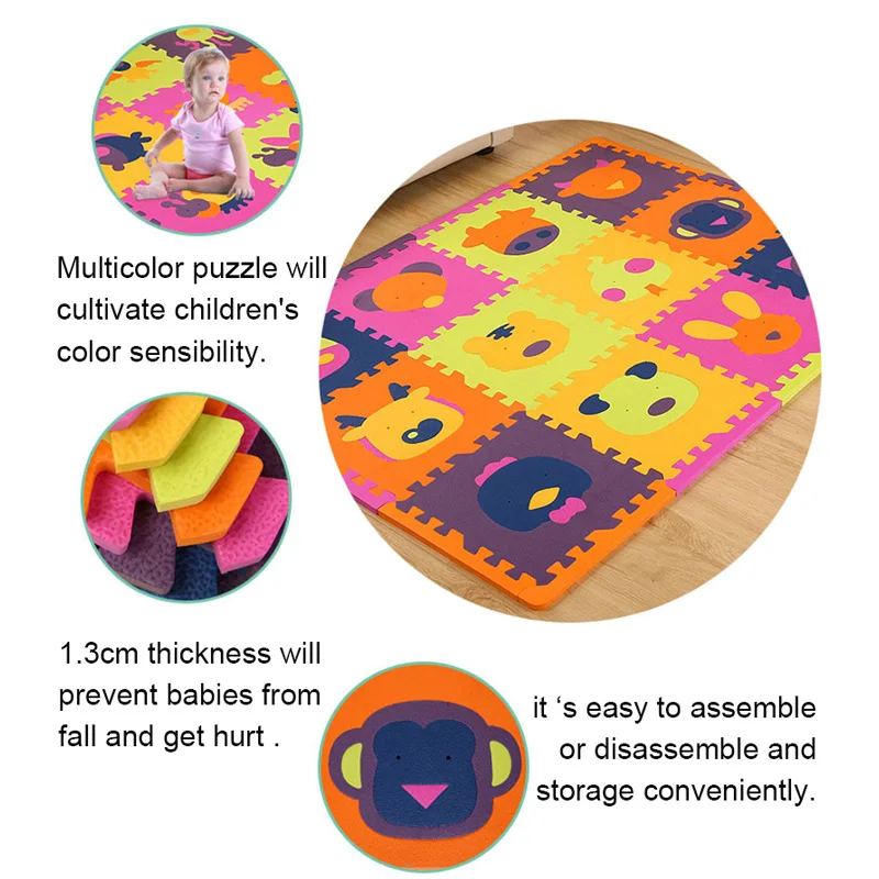 12 шт./компл. Kawaii Детские Playmat мультфильм животных Мягкая EVA пены головоломка