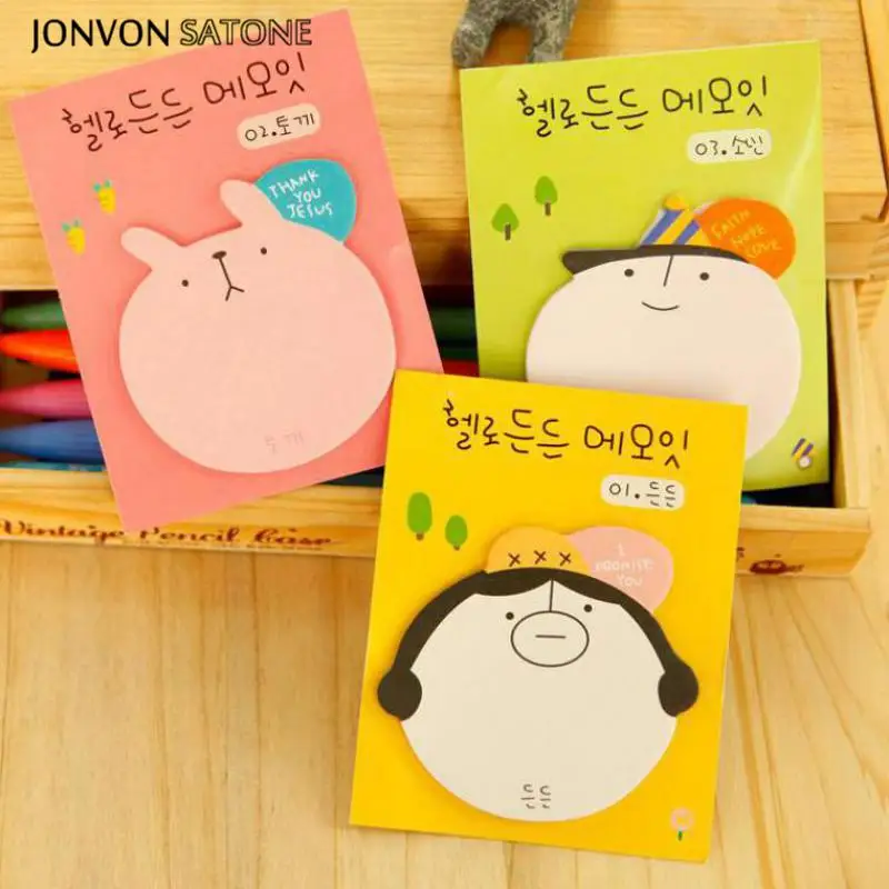 

Jonvon Satone 9pcs Memo Pad Korean Cartoon Headeasy To Paste Snow Head Stickers Office Learning Notes Paste Kawaii notebook