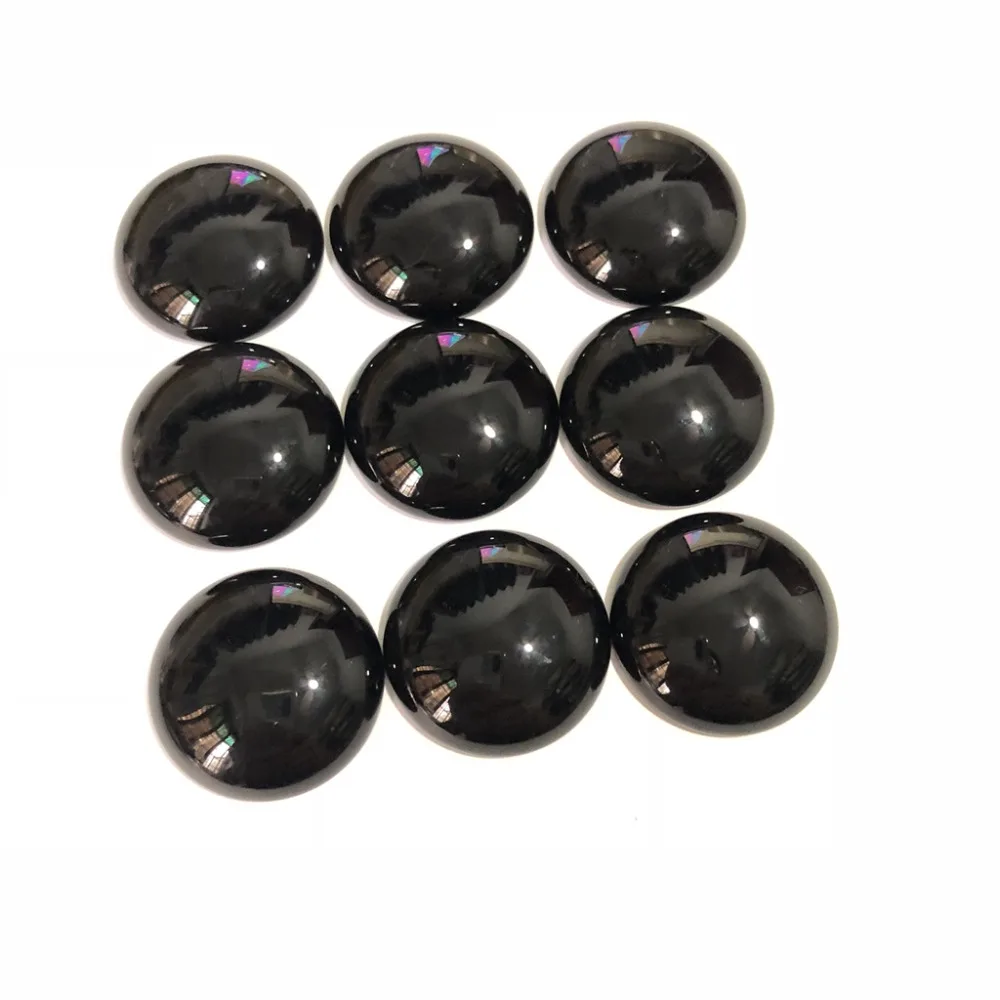 

100% Natural Black Agat e Onyx 25mm Round Gem Stone Jewelry Cabochon Ring Face 10pcs/lot Ring Face Stone Pendant,Flat Bottom