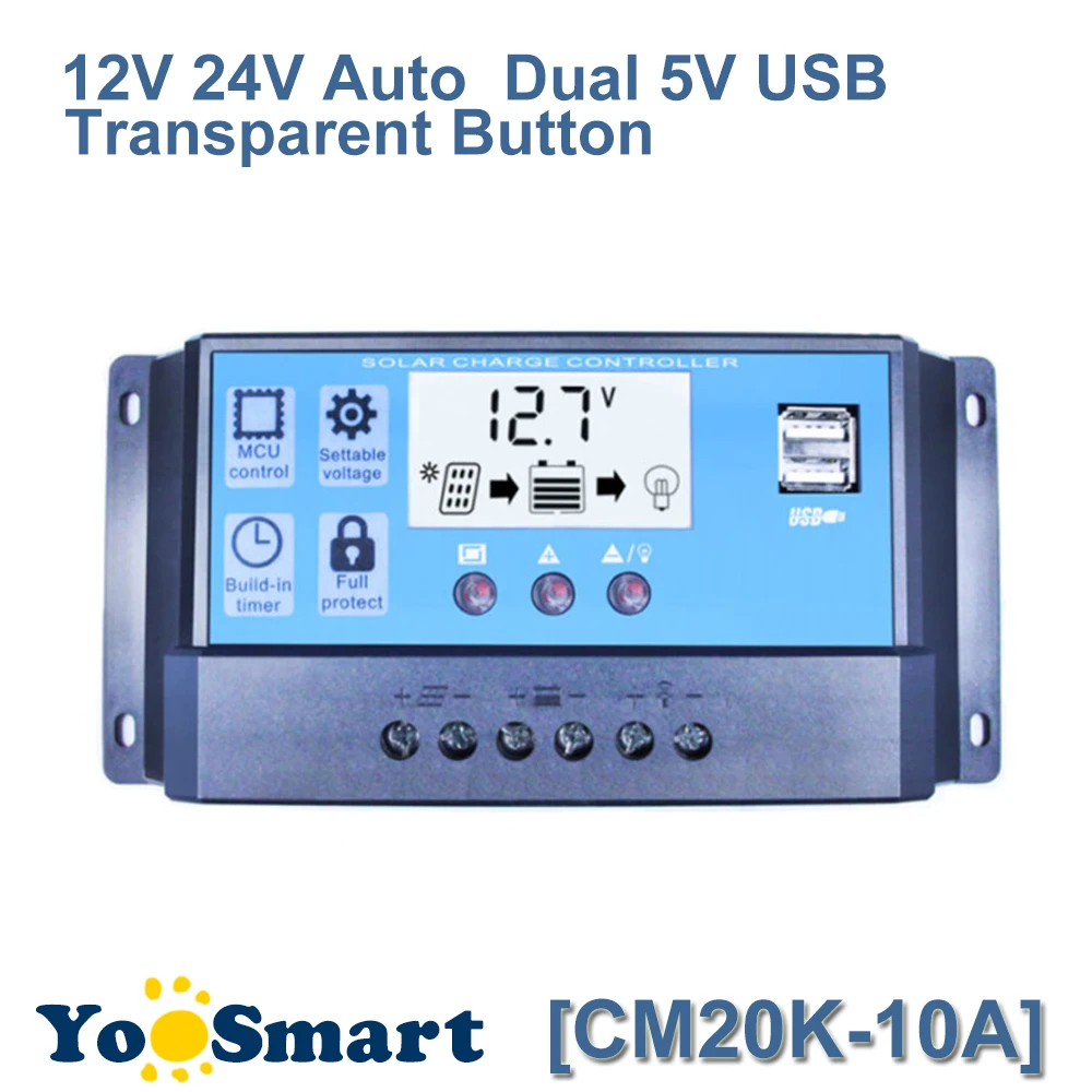 10A Solar Controller LCD Dual USB Output 5V Mobile Charger 12V 24V Solar Panel Battery Charge Controller Regulator CM20K-10A цена 10A Solar Controller LCD Dual USB Output 5V Mobile Charger 12V 24V Solar Panel Battery Charge Controller Regulator CM20K-10A цены онлайн