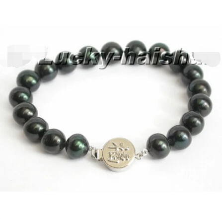 

AAA Genuine 11mm round Black pearl Bracelet bless clasp @^Noble style Natural Fine jewe SHIPPING new >>free shipping
