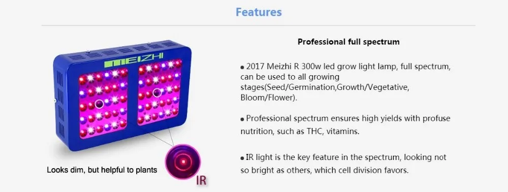 Светодиодный светильник MEIZHI с отражателем, полный спектр, 300 Вт, Epistar, для внутреннего сада, гидропоника, семена, светильник для выращивания растений