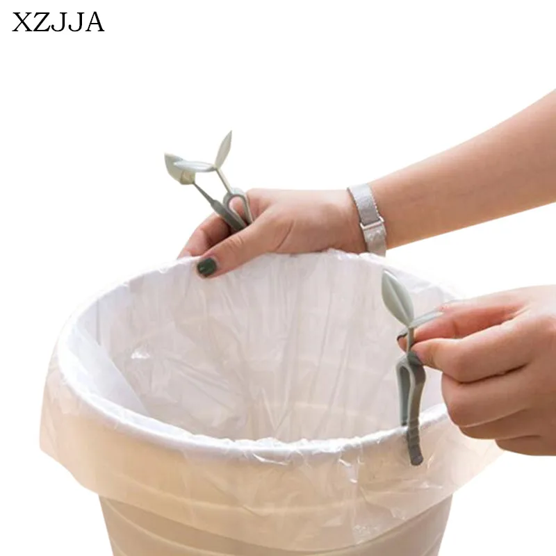 XZJJA Creative 3Pcs Green Bud Practical Trash Can Clamp Plastic Garbage