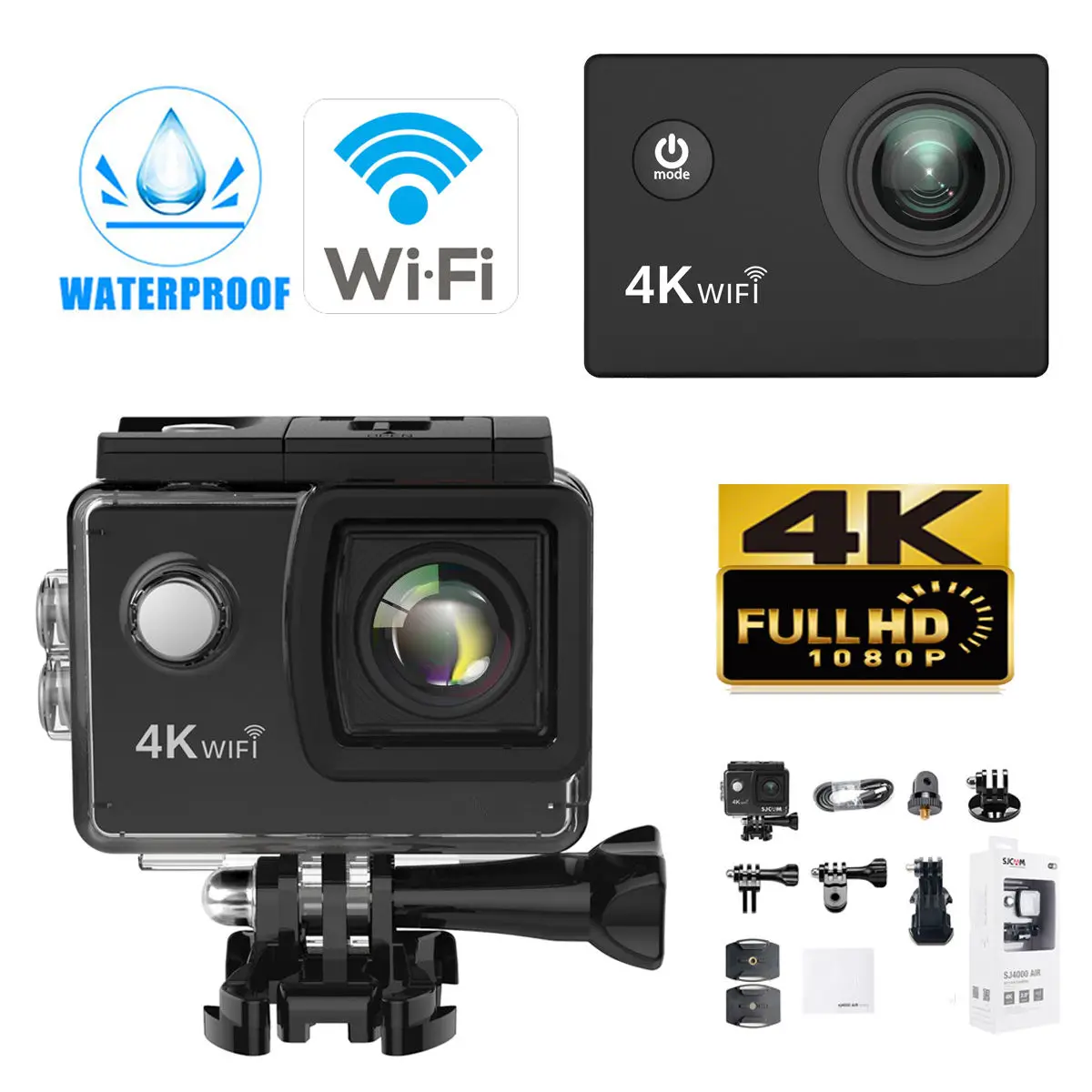 

Action Camera Ultra HD 4K WiFi 2.0" 170D Underwater Waterproof Helmet Video Recording Cameras Sport Cam